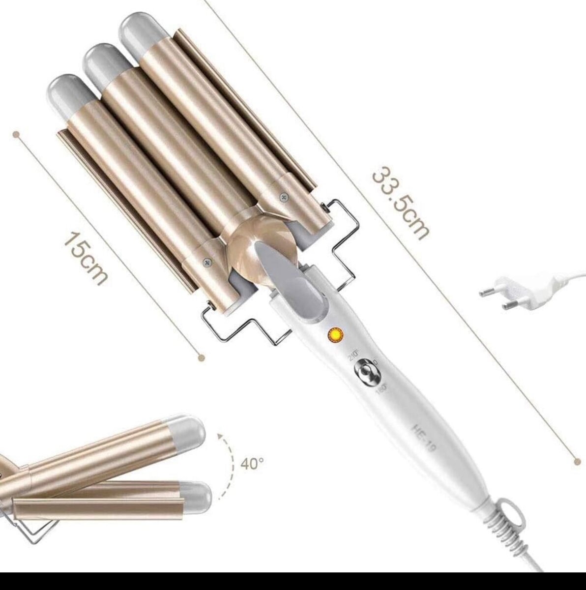 Fer à friser professionnel en céramique, Triple baril, pour