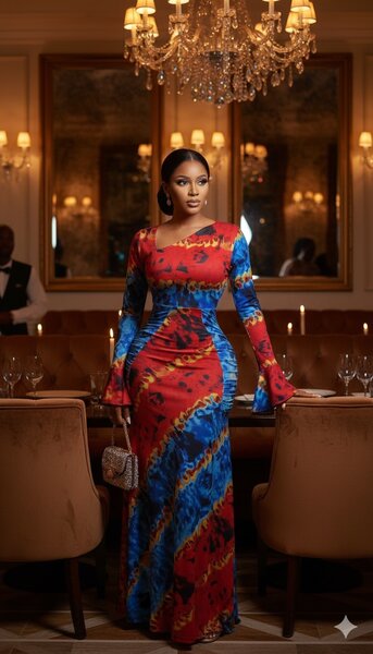 Robe longue élégante colorée