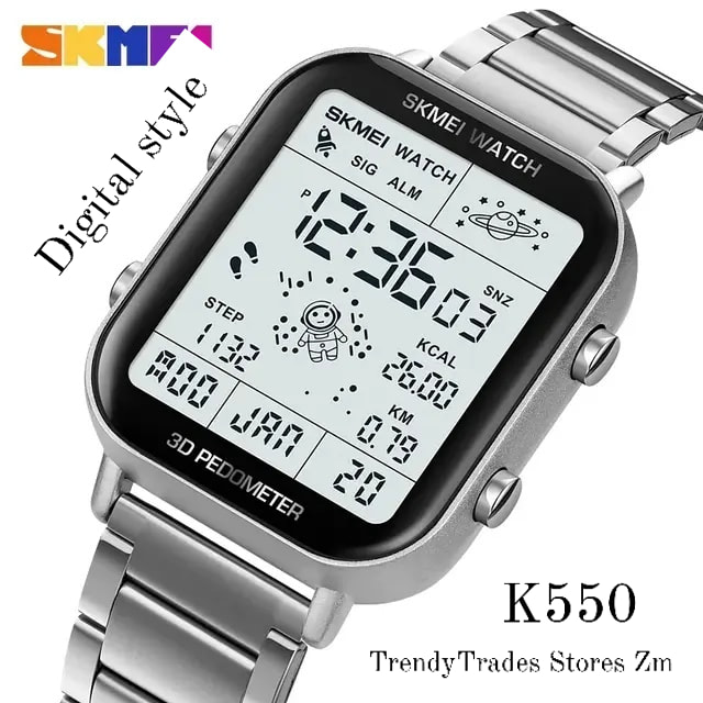  SKMEI  Men and Women Electronic watch silver