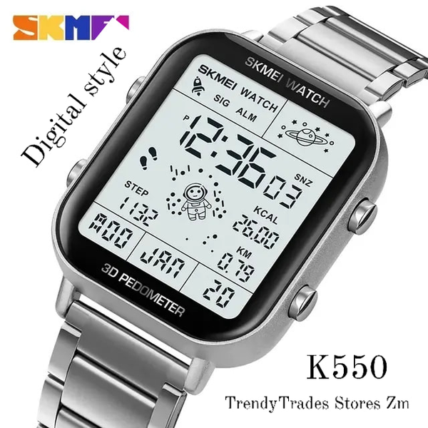  SKMEI  Men and Women Electronic watch silver