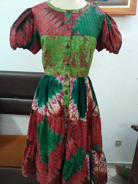 Robe vintage colorée en coton