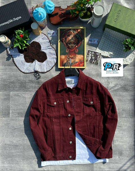 Veste en jean bordeaux homme