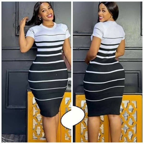 Robe moulante rayée chic