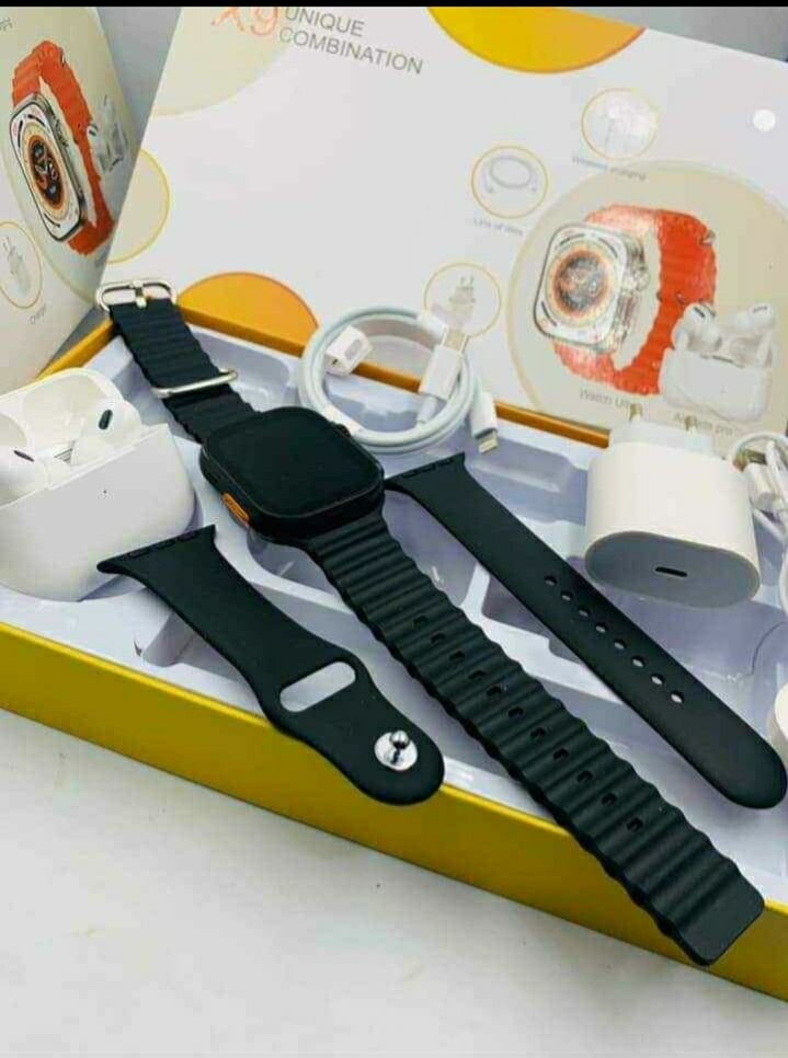 Montre connectée x9,  3 en 1, Écouteur, Chargeur, homme Femm