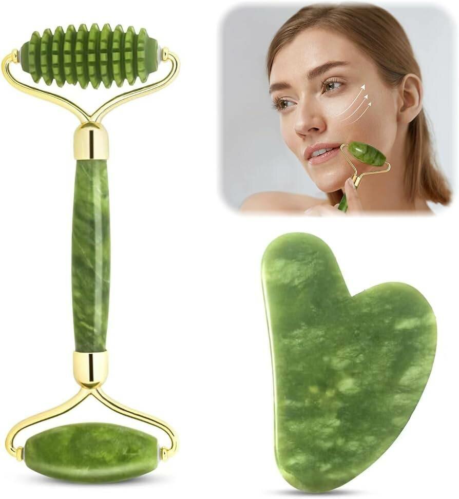 Jade Face roller and Gua sha Set