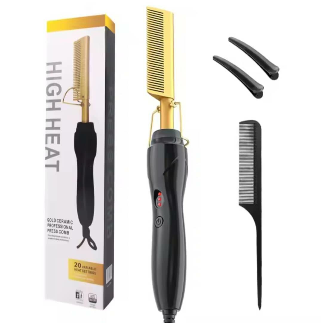 Lisseur Électrique 3 en 1, Peigne Chauffant, pour Cheveux Se