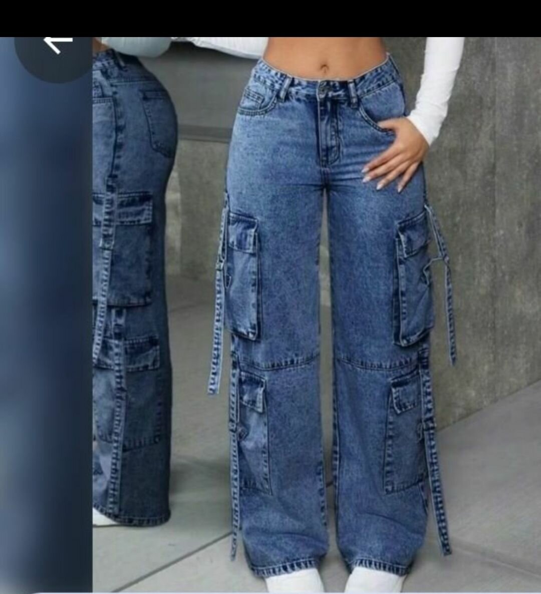 Jeans cargo femme large