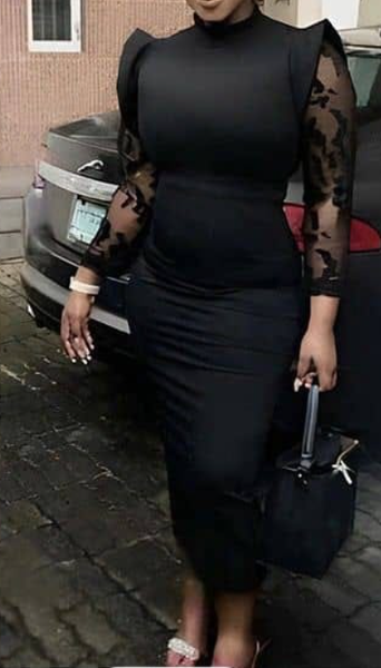 Long sleeves black dress