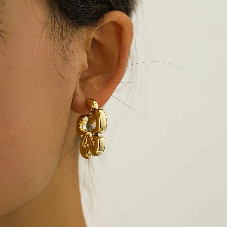 Gold flower hoops