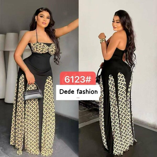 Robe élégante noire et dorée