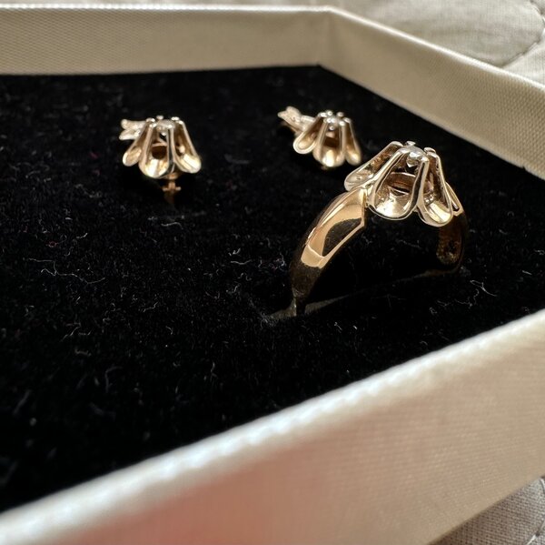 Комплект серьги и кольцо с бриллиантами