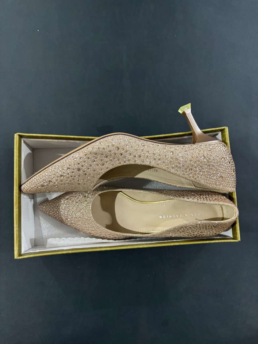 Studded  Heels in Champagne Gold