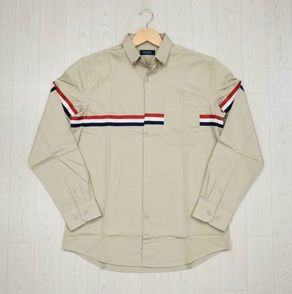 Chemise homme beige à rayures