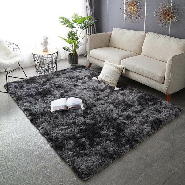 Tapis salon moderne gris foncé