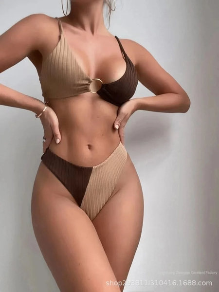Bikini bicolore texturé