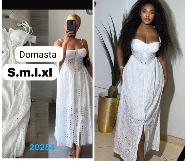 Robe blanche bohème en dentelle