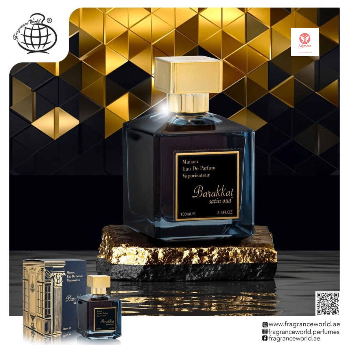 Fragrance world barakkat satin oud eau de parfum 100ml