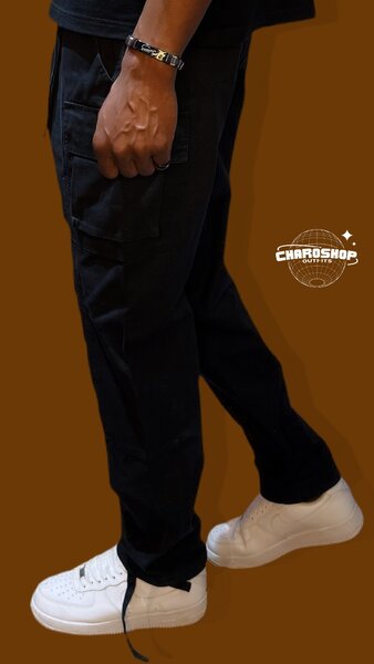 Pantalon cargo noir homme