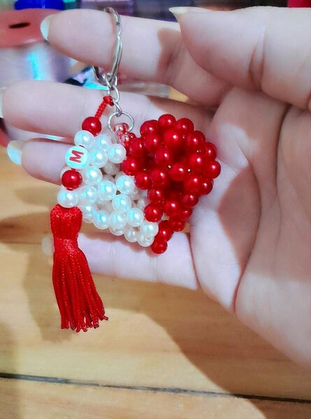 Porte-clés en perles cœur