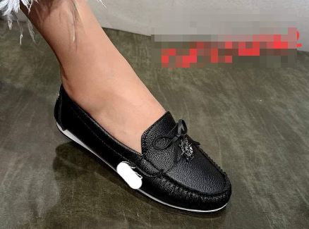 mocassins en cuir avec nœud papillon-noir