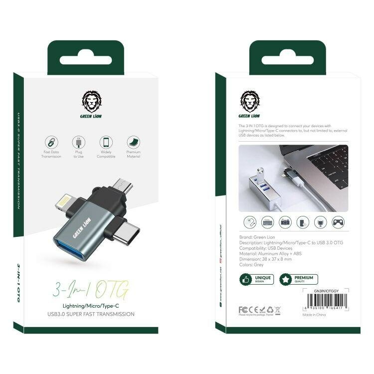 Adaptateur USB 3-en-1 Green Lion