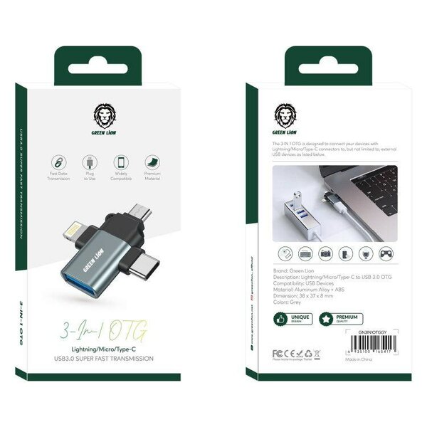 Adaptateur USB 3-en-1 Green Lion