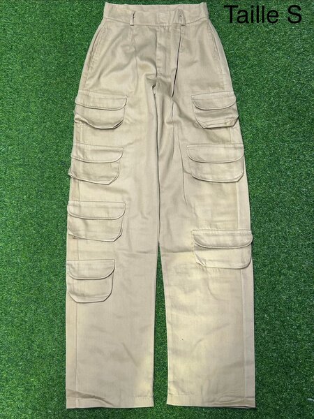 Pantalon cargo beige femme