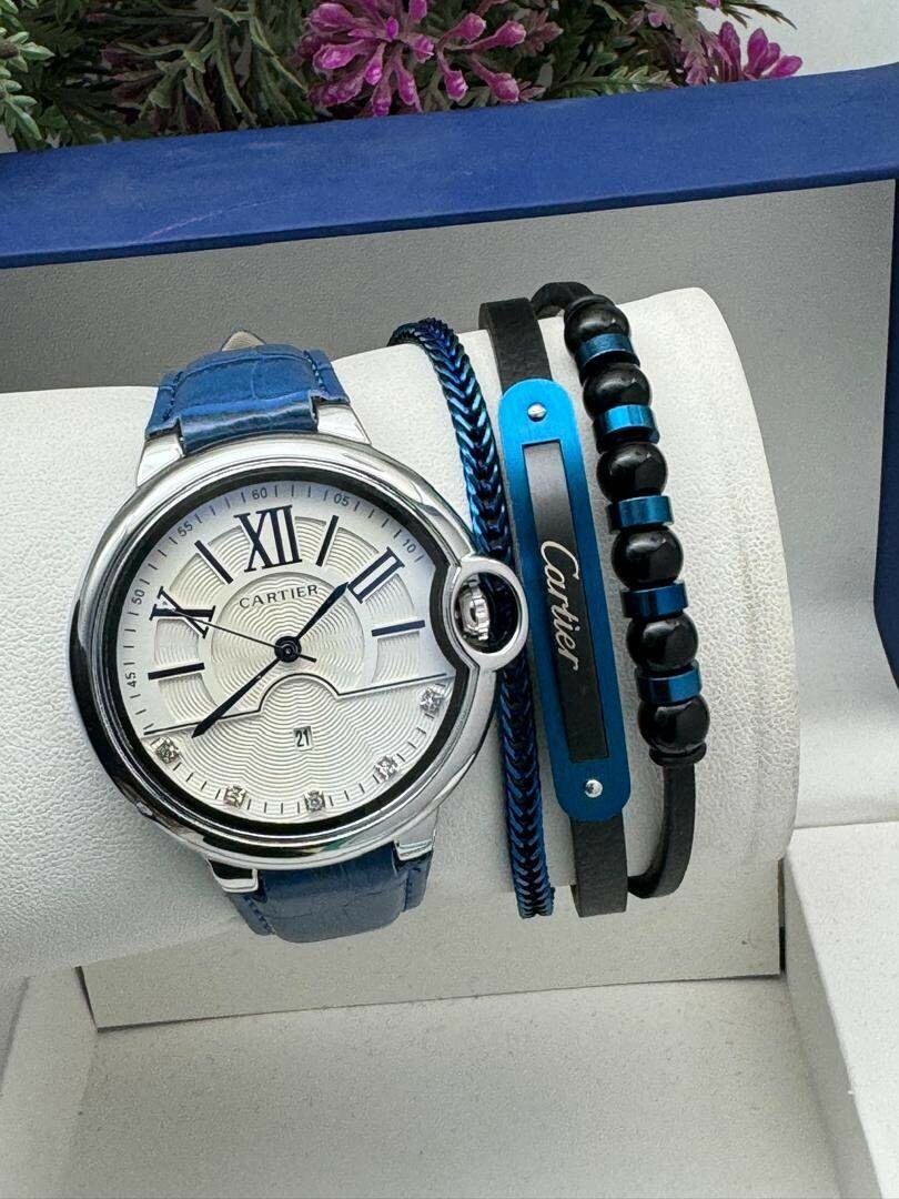 Cartier leather watch and bracelet