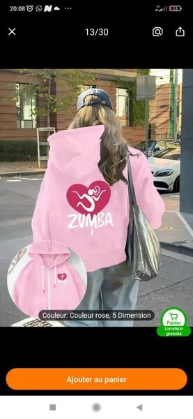 Sweat à capuche Zumba rose