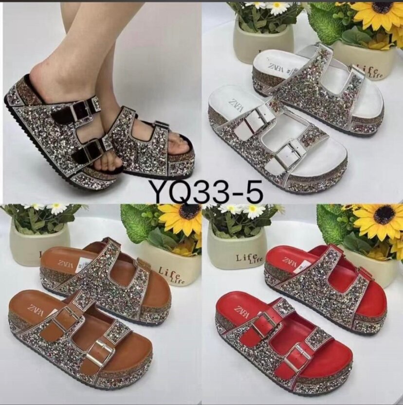 Sandales Confort Plateau Brillant