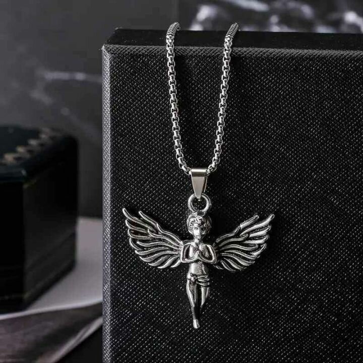 Little Angel Pendant Necklace - Silver