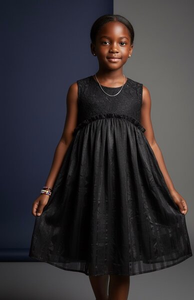 Robe Noire Élegante Fille