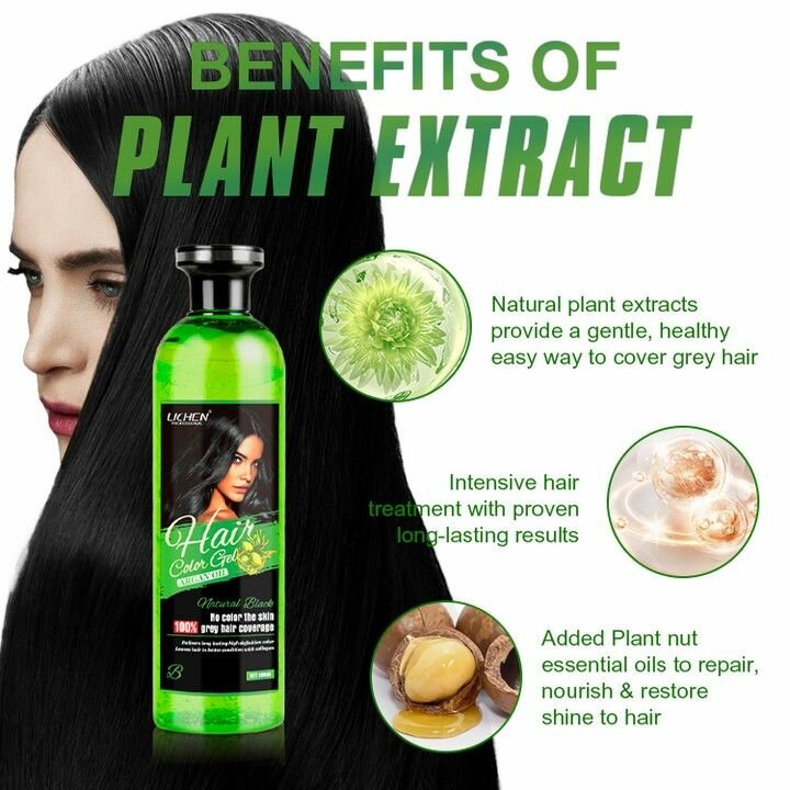 Natural Black lichen Hair Color Gel(Argan Oil) 500Ml*2-1000