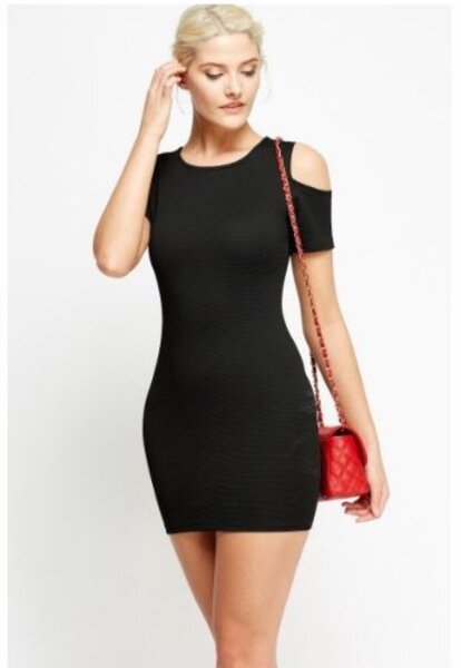 Sexy Ladies Bodycon Dress Skirt Off Shoulder-Black