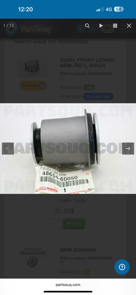 Bague de Bras de Suspension Avant