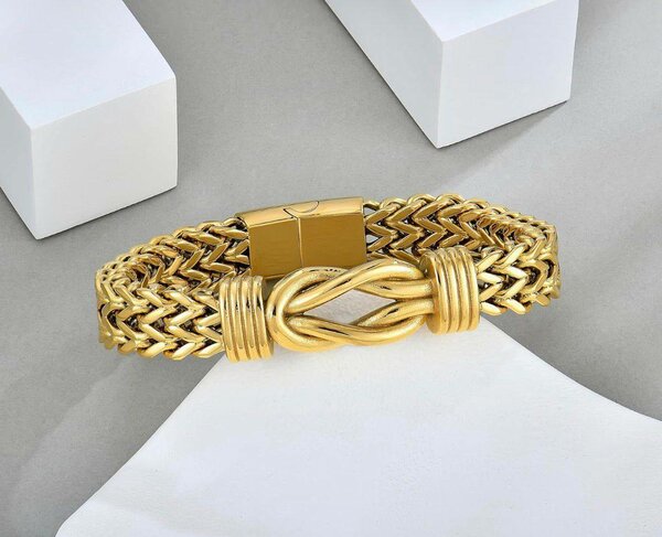 Bracelet Homme en Acier Inoxydable Doré