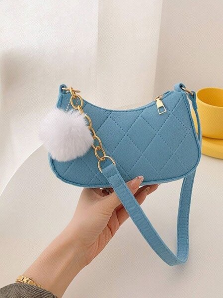 Sac bandoulière matelassé bleu