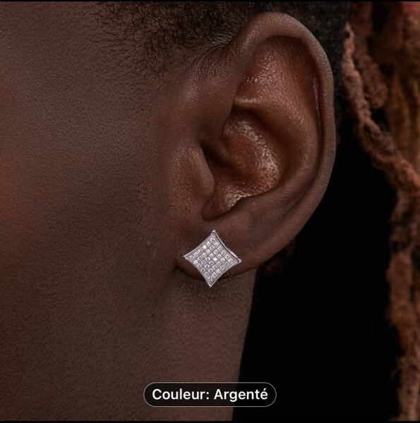 Boucles d'oreilles carrées argentées