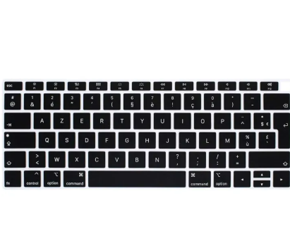 Macbook Air 13 inch Keyboard Cover 2018/2019 New Soft Silicone Protector for Mac Book Air 13-Inch with Touch ID with Retina Display Model A1932 UK Layout Protective Skin, Laptop Keyboard Cover-Skin-Protector Black