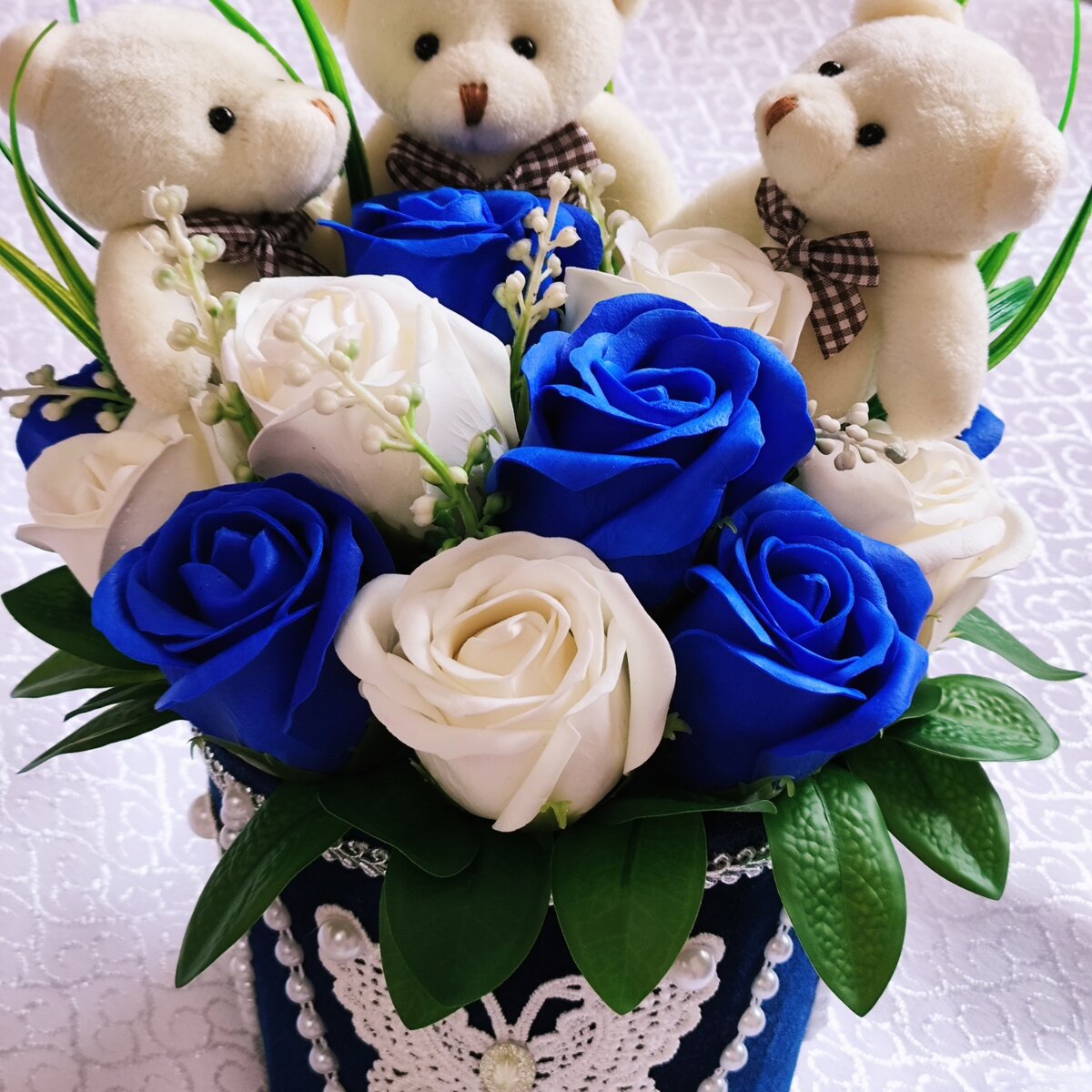 Букет из плюшевых мишек и пенных роз от handmadegifts_bishke