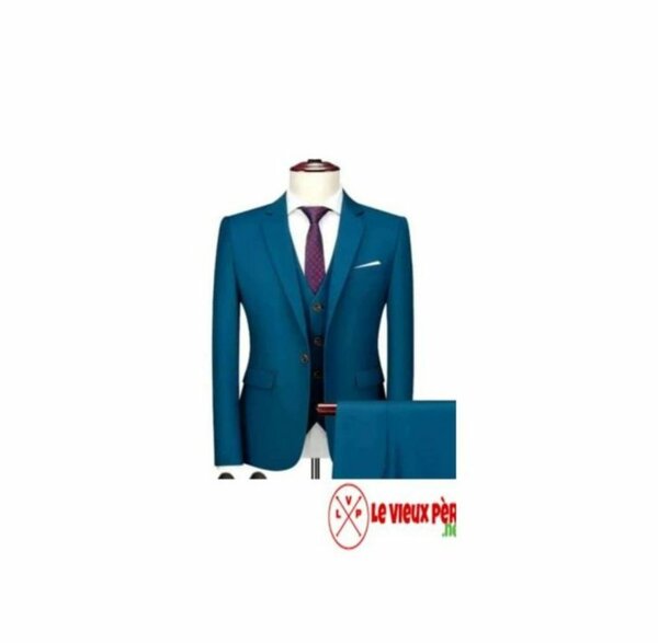 Costume élégant trois pièces bleu