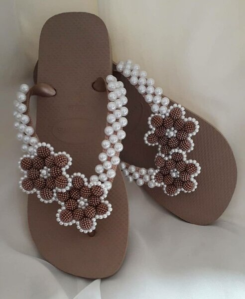 Sandales plates en perles pour femmes