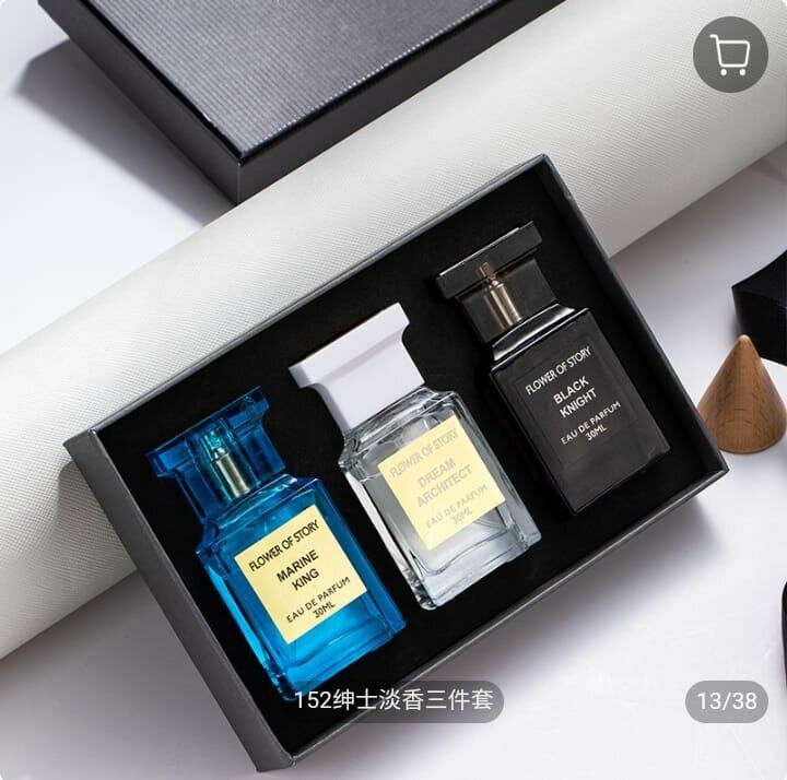 Three in one set perfume fragrance and four in one nice scen