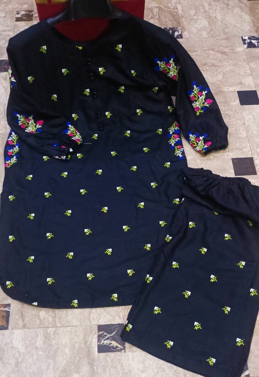 Cross-Stitch Plazzo Embroidery 2pc POCKET STYLE Embroider