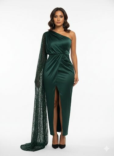 Robe Émeraude Asymétrique