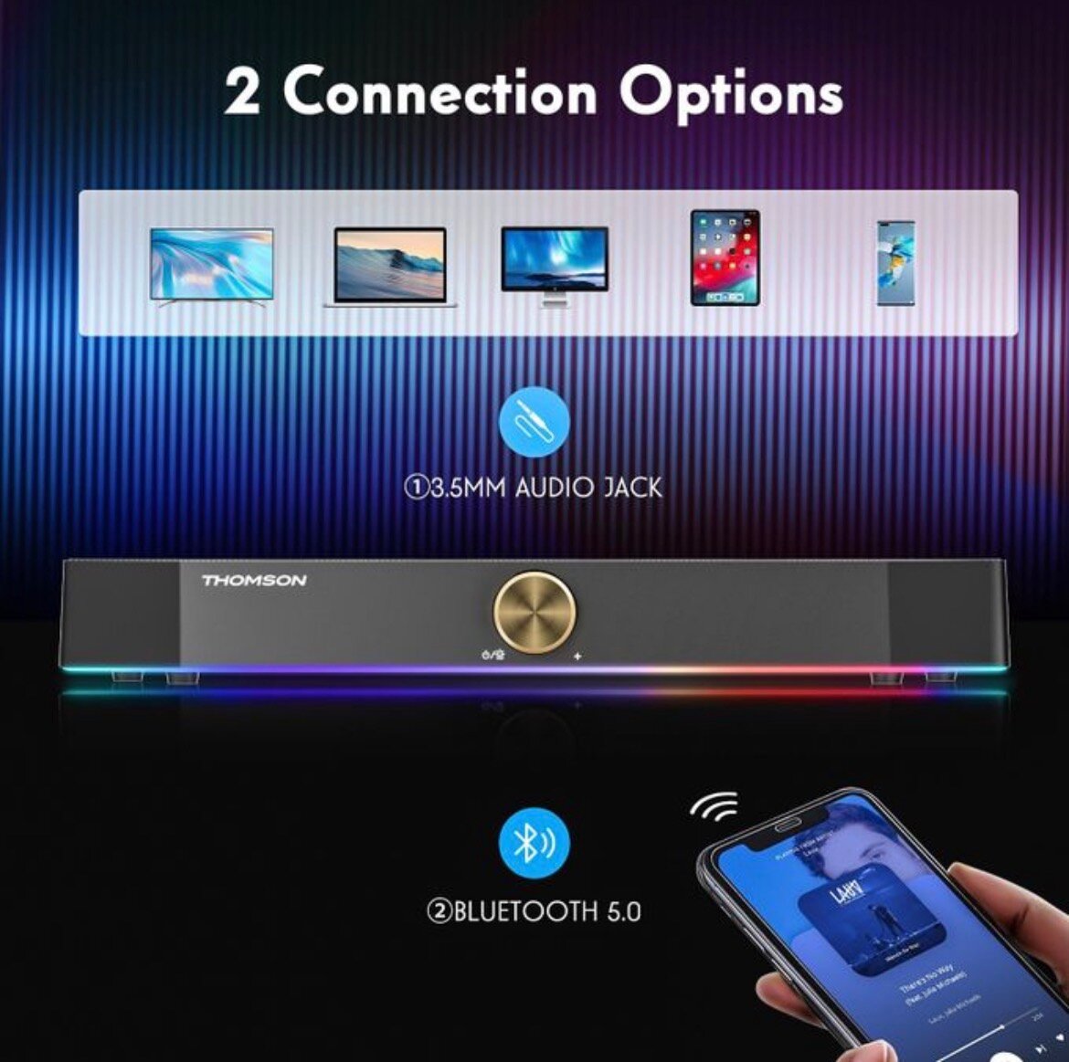 Enceinte PC Thomson avec éclairage RVB et connexion Bluetooth