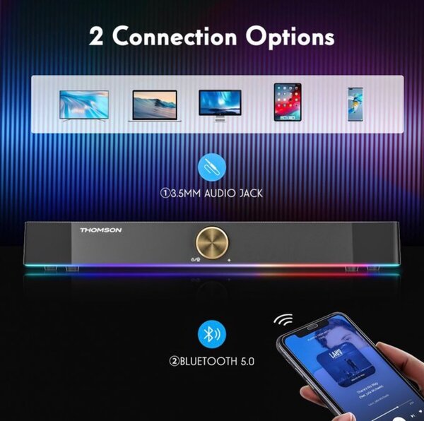 Enceinte PC Thomson avec éclairage RVB et connexion Bluetooth