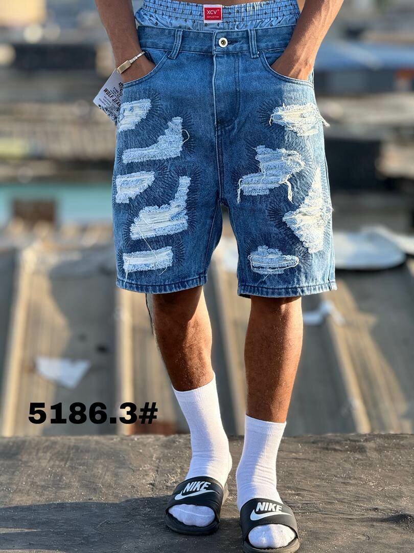 Shorts en jean imprimé homme