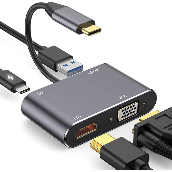 Support 4K USB-C to HUB PD HDTV+GA+USB