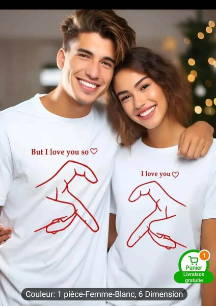T-shirt amour couple personnalisé